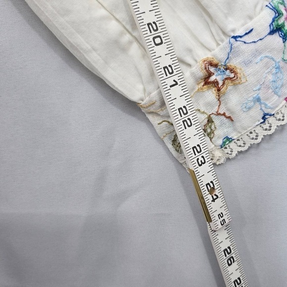 Vintage 70s Embroidered Prairie Dress Cottagecore Floral Long Sleeve Maxi White - Picture 6 of 12